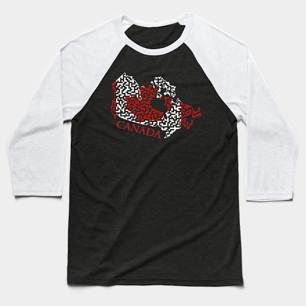 Canada Outline Maze & Labyrinth Baseball T-Shirt by gorff